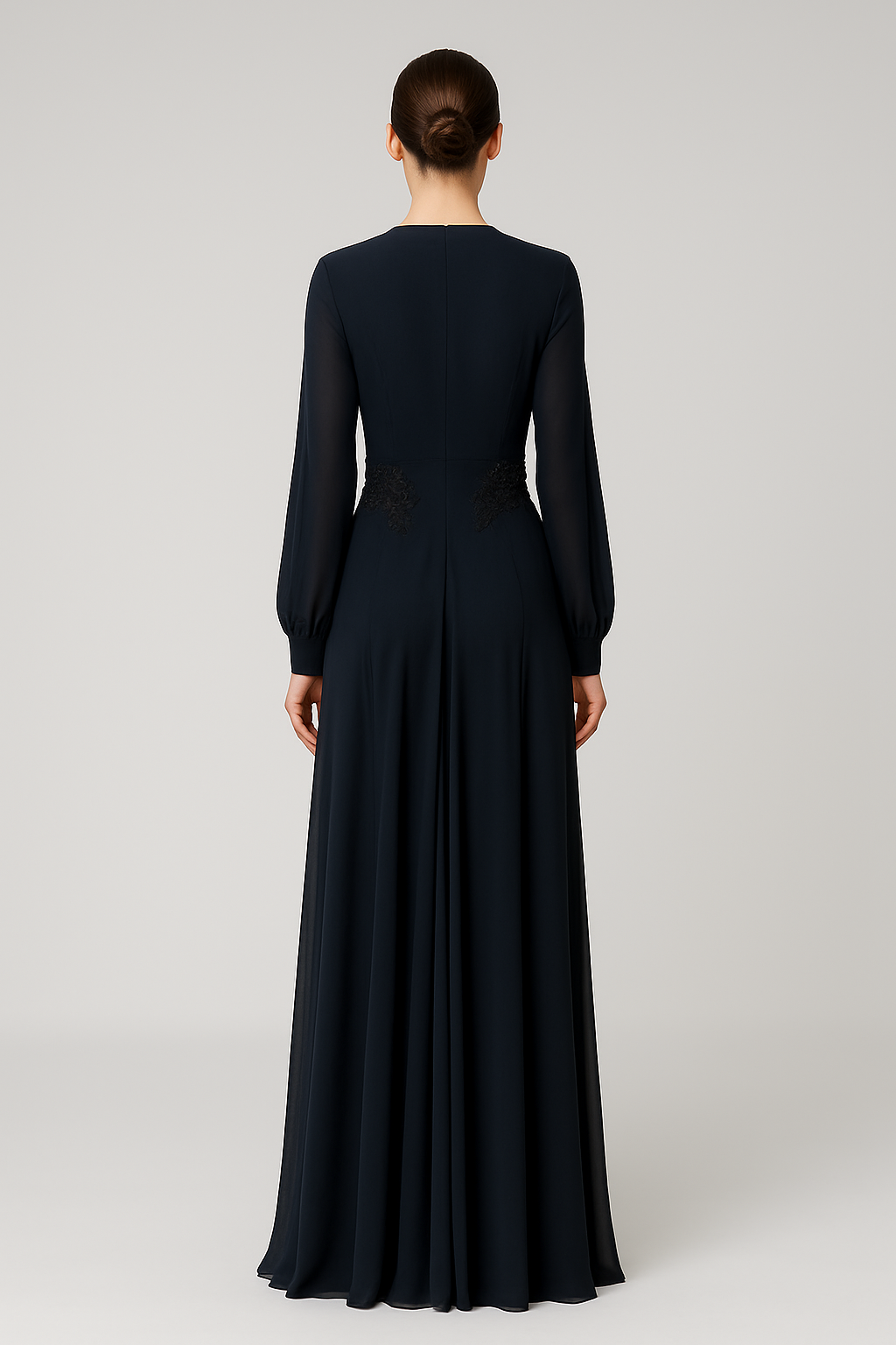 Celest chiffon dress with appliqué