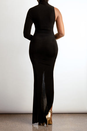 One shoulder dress high side slit